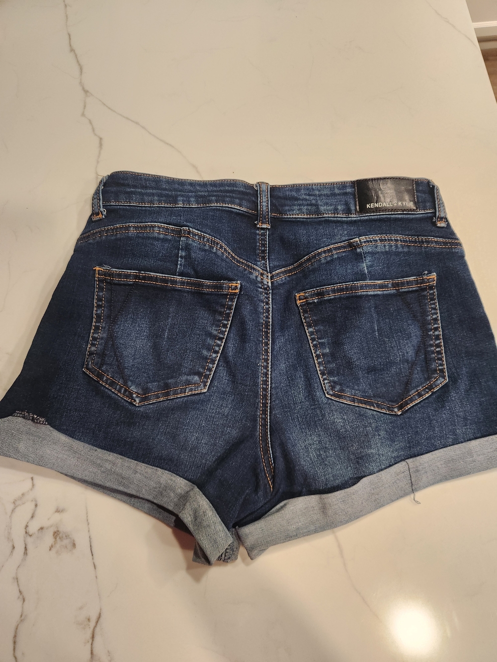 Kendall & Kylie Dark Blue Denim Roll-Cuff Women's Shorts